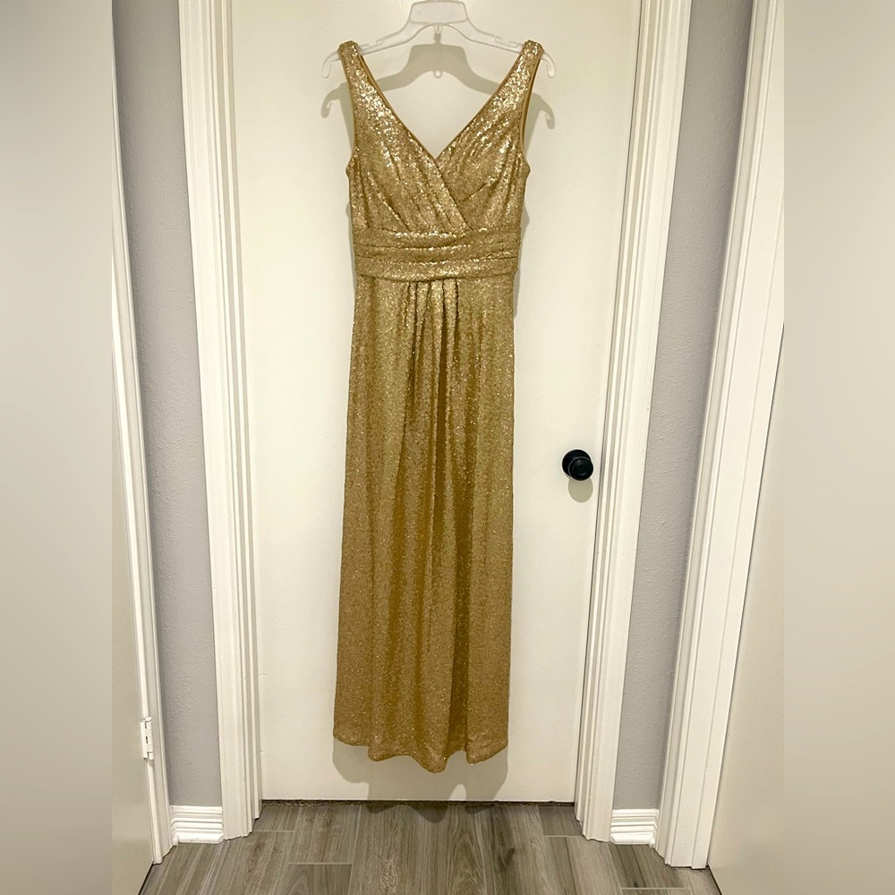 Bill Levkoff Gold Sequin Gown.